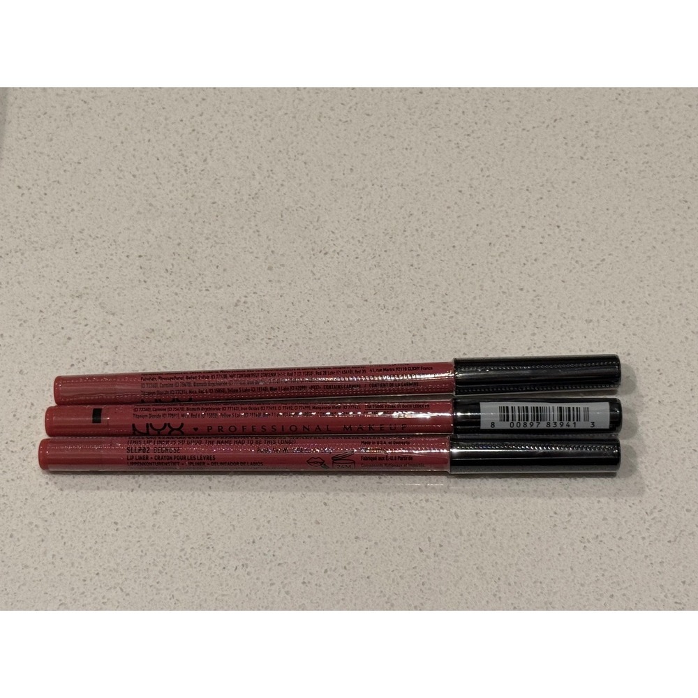 NYX Slide On Lip Liner Bedrose SLLP02 Waterproof Matte Pink Nude Lot of 3 NEW